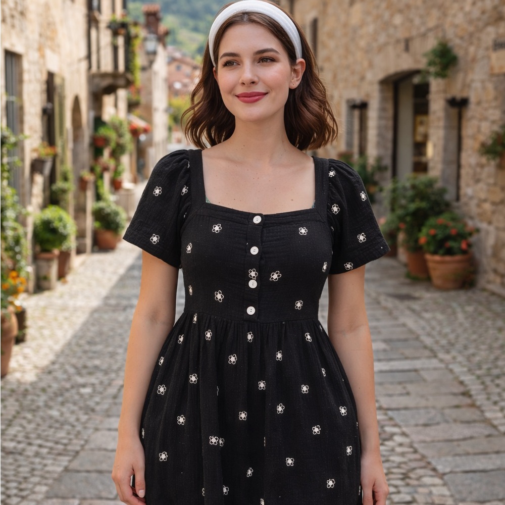 🌸Madewell  Puff Sleeve Midi Dress Cottagecore Babydoll dress Relaxed Fit Size S